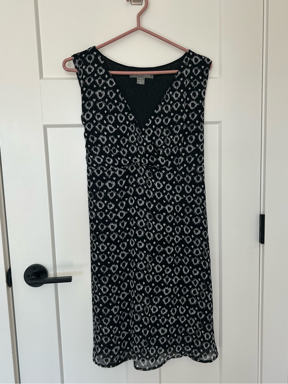 Beechers Brook Black White Ikat Print Wrap Dress XL